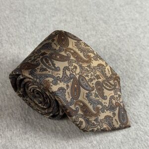 Vintage Wallachs Serica Silk Tie Paisley Brown Blue Made Italy 58x3.25" NOTE